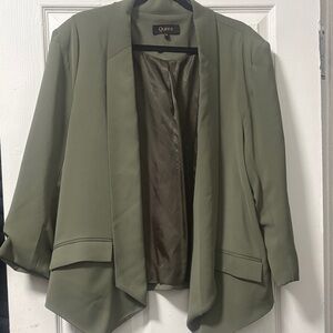 Quince Olive Green Open-Front Draped Blazer